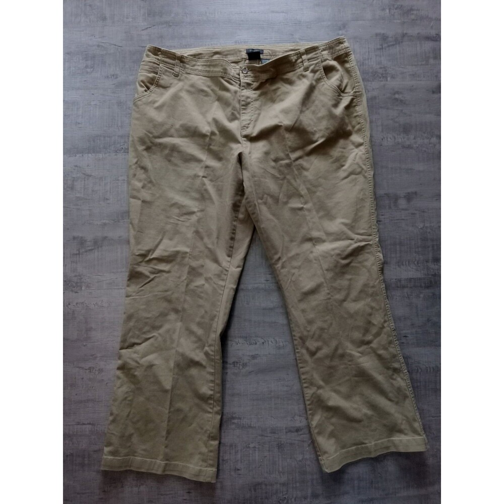Khazana 98% Cotton Wide Leg Green Khaki Pants Size 22W
